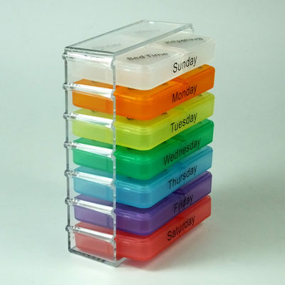 Factory Price Weekly Moveable Pill Case Colorful Pill Box 28 Compartments Medicine Organizer