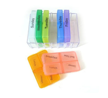 Factory Price Weekly Moveable Pill Case Colorful Pill Box 28 Compartments Medicine Organizer