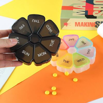 Nice Flower Shape  7 Days Weekly  Pill Box case Storage Fancy Plastic Box Mini Decorative Cases  Boxes Container