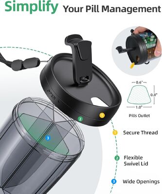 Family Large Pill Bottle Organizer, Supplement Organizer for Holding 6 Various Vitamins,with Wide Opening