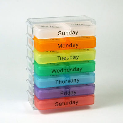 Factory Price Weekly Moveable Pill Case Colorful Pill Box 28 Compartments Medicine Organizer
