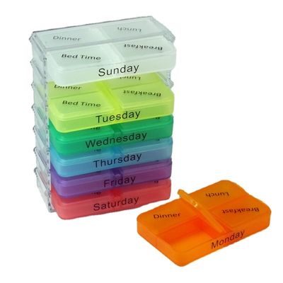 Hot Selling  Rainbow Mini Pill Box 7 days Pill Box Colorful Weekly Pill Box