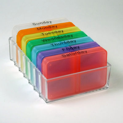 Hot Selling  Rainbow Mini Pill Box 7 days Pill Box Colorful Weekly Pill Box